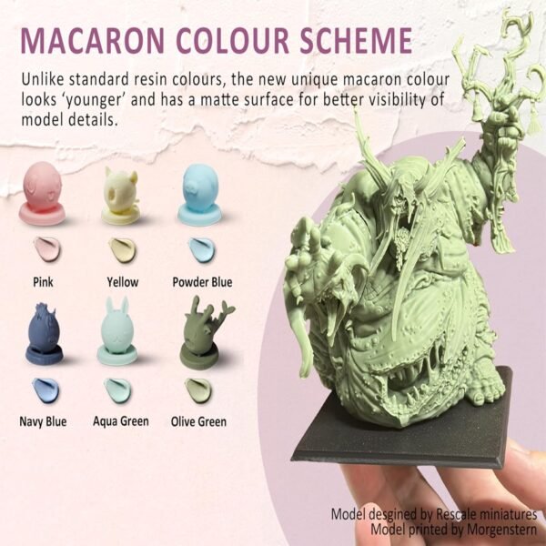 Macaroon Resin for UV Curing 405nm Photopolymer LCD DLP 3D Printing Resin High Precision Low Shrinkage Excellent Fluidity Fast Print Low Odor High Hardness 1KG Pink - Image 3