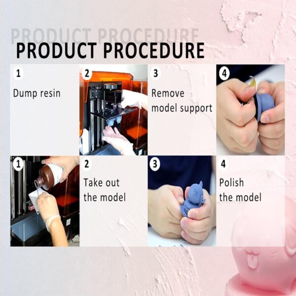 Macaroon Resin for UV Curing 405nm Photopolymer LCD DLP 3D Printing Resin High Precision Low Shrinkage Excellent Fluidity Fast Print Low Odor High Hardness 1KG Pink - Image 7