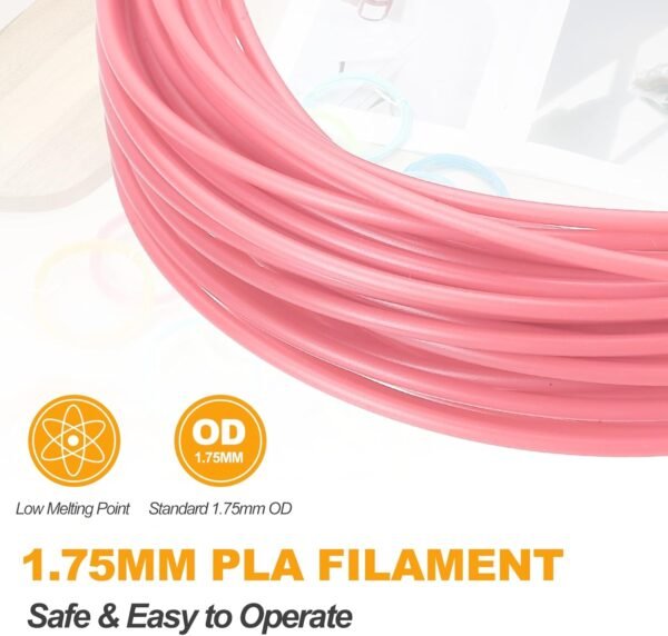 MECCANIXITY 2 Pcs 3D Pen Filament, 1.75mm Dia 33ft Length PLA 3D Printing Pen Filament Refills for 1.75mm 3D Printing Pen, Orange Red - Image 3