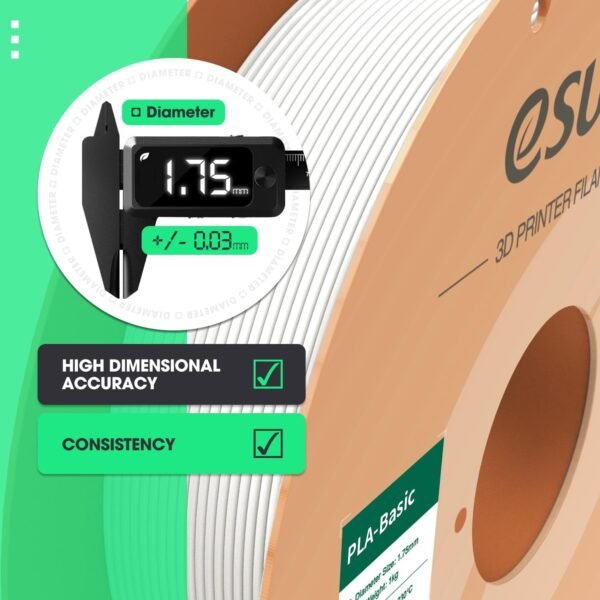eSUN PLA Basic Filament 1.75mm, 1KG Spool (2.2 LBS) High Speed Printing 3D Printer PLA Filament,Designed for Fast Printing, Grey - Image 3