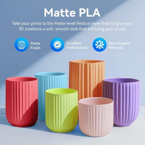 JAYO Matte PLA Filament 1.75mm 4.4KG Bundle, PLA Matte 3D Printer Filament, Dimensional Accuracy +/- 0.02 mm, 4 Pack 1.1kg Spool (Black*4) - Image 3