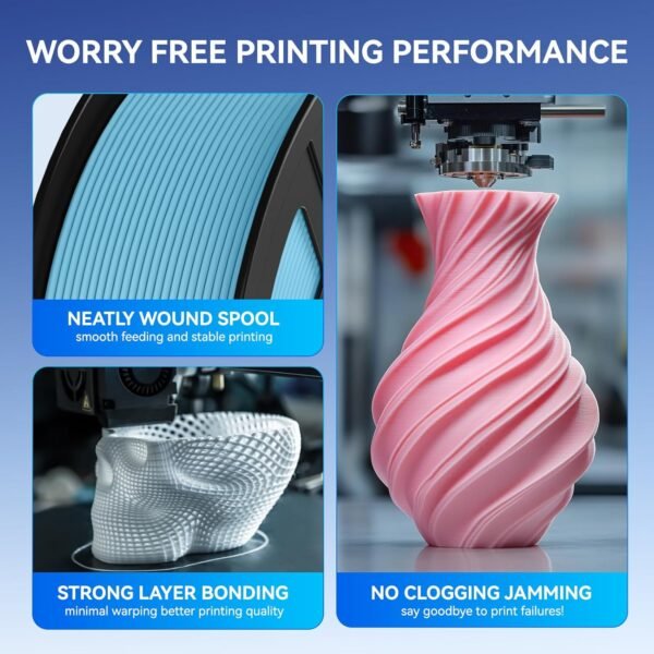 JAYO Matte PLA Filament 1.75mm 4.4KG Bundle, PLA Matte 3D Printer Filament, Dimensional Accuracy +/- 0.02 mm, 4 Pack 1.1kg Spool (Black*4) - Image 4