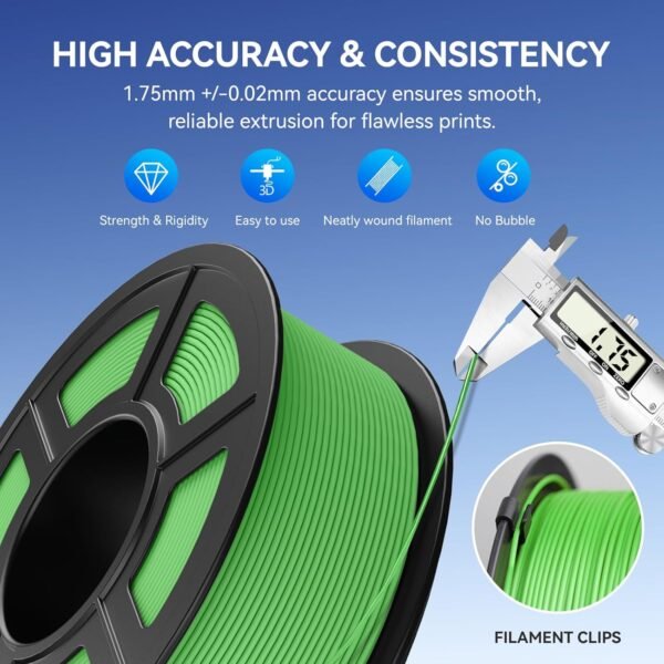 JAYO Matte PLA Filament 1.75mm 4.4KG Bundle, PLA Matte 3D Printer Filament, Dimensional Accuracy +/- 0.02 mm, 4 Pack 1.1kg Spool (Black*4) - Image 6