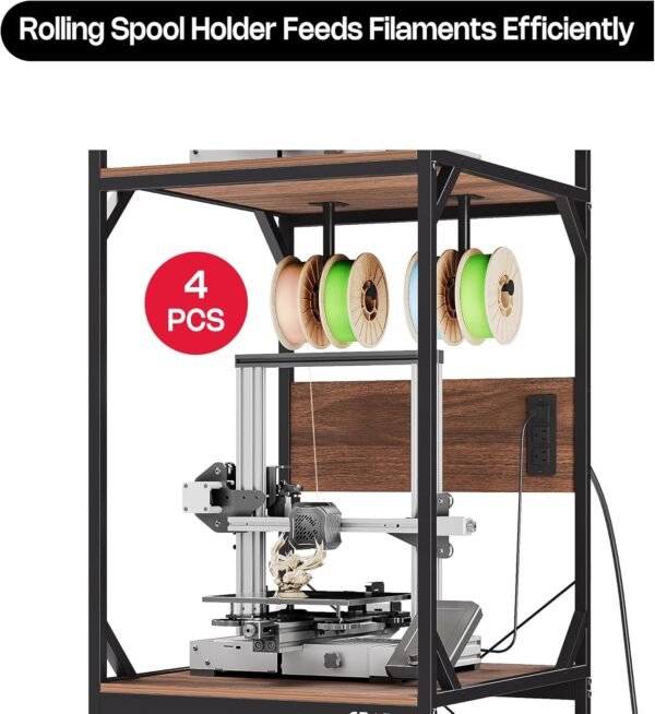 𝐂𝐫𝐚𝐟𝐢𝐭 3D Printer Cabinet with Filament Storage, 3D Printer Stand Table with Filament Spool Holder Rack, Sturdy 3D Printing Shelf Desk, Heavy Duty Workbench for Workshop Studio Office Home - Image 4