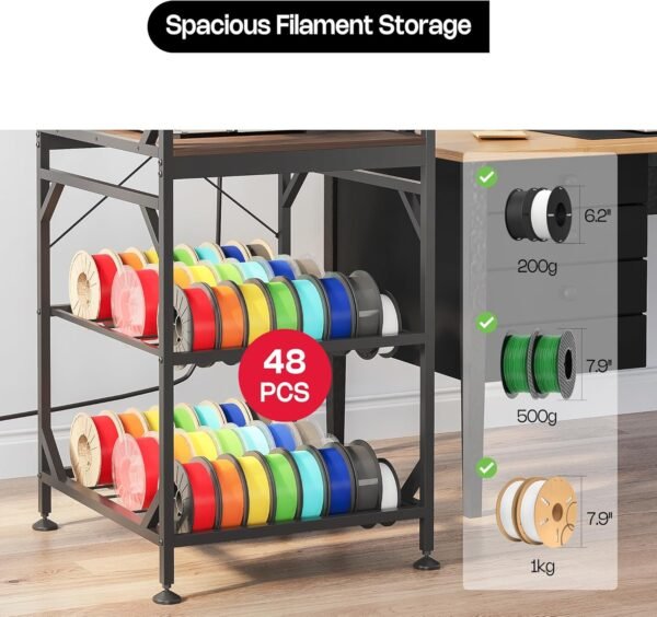 𝐂𝐫𝐚𝐟𝐢𝐭 3D Printer Cabinet with Filament Storage, 3D Printer Stand Table with Filament Spool Holder Rack, Sturdy 3D Printing Shelf Desk, Heavy Duty Workbench for Workshop Studio Office Home - Image 5
