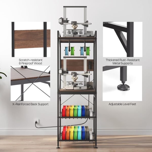 𝐂𝐫𝐚𝐟𝐢𝐭 3D Printer Cabinet with Filament Storage, 3D Printer Stand Table with Filament Spool Holder Rack, Sturdy 3D Printing Shelf Desk, Heavy Duty Workbench for Workshop Studio Office Home - Image 6