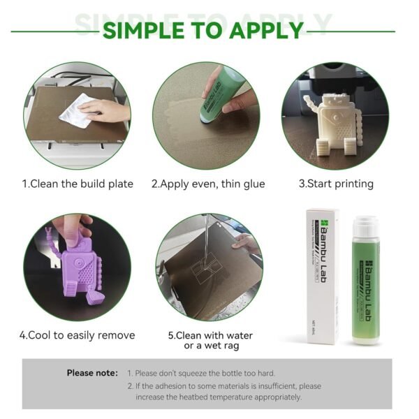 Bamboo Lab 3D Printer Bed Adhesive 2PCS,3D Print Glue for Hot Bed,Avoid Warping for Printing ABS,PLA,PETG on Various Build Plate with Stronger Adhesion,No Residue,Durable than Glue Stick-60ml - Image 3