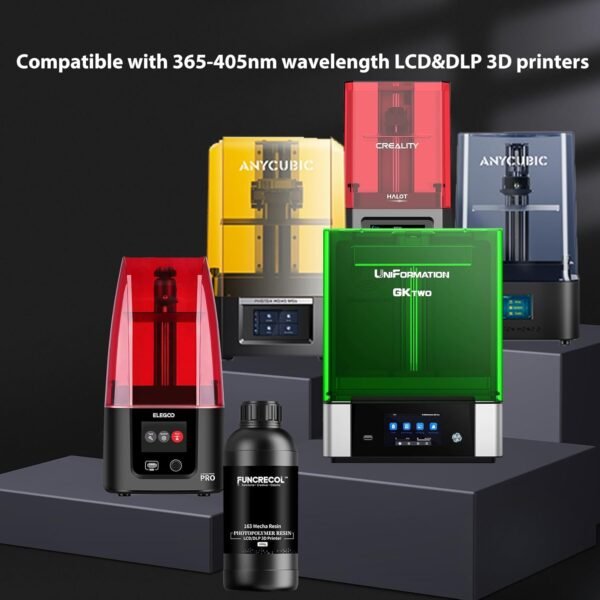 FUNCECOL Mecha 3D Printer Resin, Wear-Resistant Matte 3D Resin Low Shrinkage 405nm UV-Curing Resin,High Precision Liquid Print Resin for LCD/DLP/MSLA Printer, Grey 1KG - Image 7