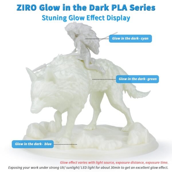 ZIRO Glow in The Dark Filament, PLA Filament 1.75mm, Luminous 3D Printer Material, Strong Glow Effect 1KG(2.2lbs) Spool, Dimensional Accuracy +/- 0.03mm, fit Most FDM 3D Printers, Blue - Image 8