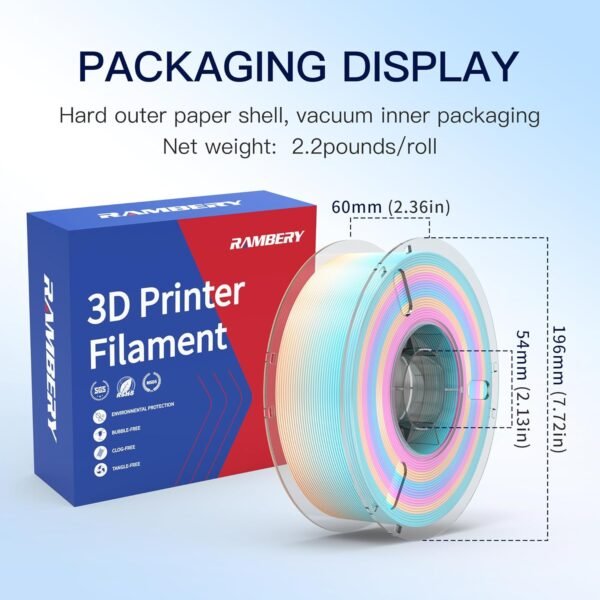 3D Printer Filament Bundle Silk Shiny PLA Filament Fast Color Change Toughness Upgraded 3D Printing Filament, 1.75mm 1kg(2.2lb), Silk Rainbow Ice Cream - Image 5