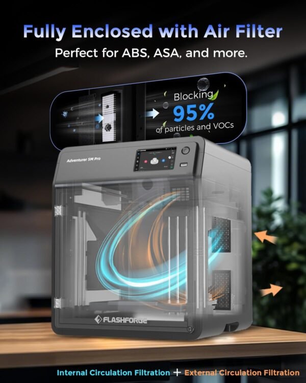 FLASHFORGE AD5M Pro 3D Printer, CoreXY 600 mm/s Printing Speed, 0.4 & 0.6mm 3s Quick-Swap 280°C Nozzles, 1-Click Auto Leveling, Fully Enclosed, 220×220×220mm Build Volume - Image 5