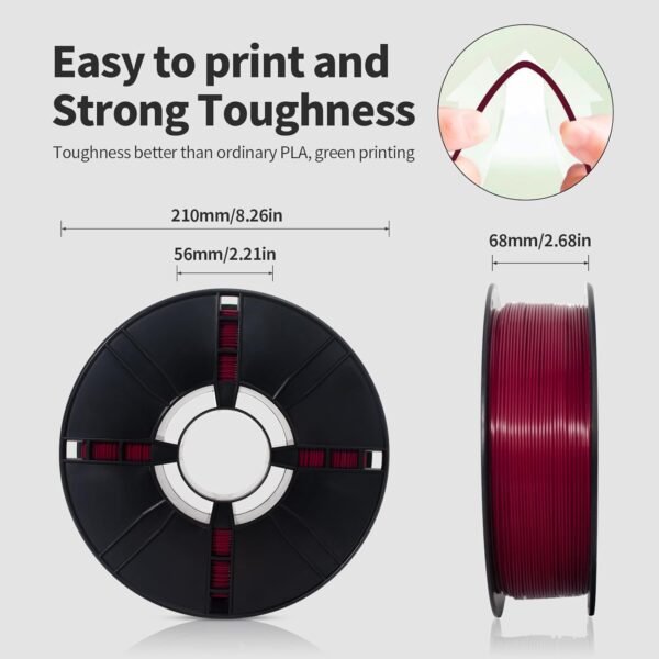 PLA Filament 1.75mm Merlot Maroon 1KG, Clog-Free 3D Printer Filament Dimensional Accuracy +/- 0.02mm,High Speed Printing 1kg Spool(2.2lbs) 3D Printing Filament Fits for Most FDM 3D Printer - Image 3