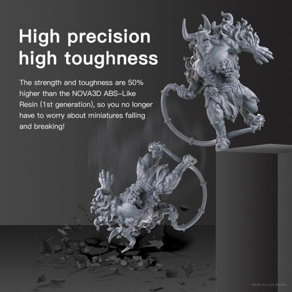 Nova3D ABS-Like Precision 2.0 3D Printer Resin – Enhanced Toughness & Strength, High Precision, Low Odor, Wide Compatibility with 12K/14K LCD Resin 3D Printers (Gray, 1kg) - Image 4