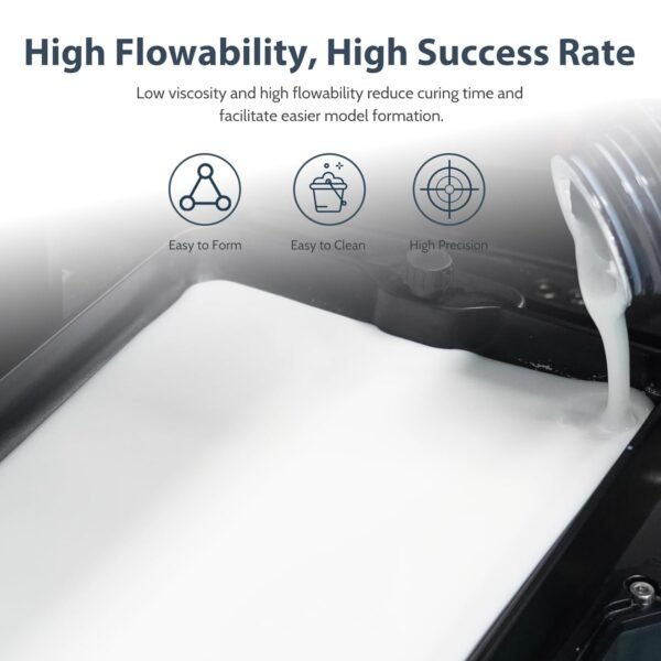 FUNCECOL 3D Printer Resin, High Precision & Opaque Appearance, Easy to Use for 405nm UV-Curing LCD/DLP/MSLA Resin Printers, 8K Standard 3D Printing Resin 1000g - White - Image 5