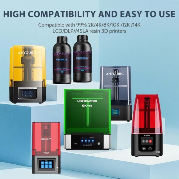 FUNCECOL 3D Printer Resin, High Precision & Opaque Appearance, Easy to Use for 405nm UV-Curing LCD/DLP/MSLA Resin Printers, 8K Standard 3D Printing Resin 1000g - White - Image 8