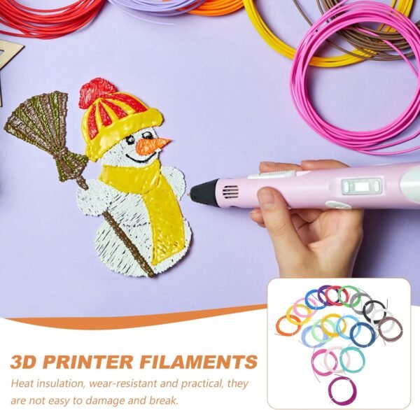 PRETYZOOM 20Rolls 3D Printer Pen Filament Refills - 3D Pen Filament High Temperature Resistant Multicolor for Kids Creativity and Professional Use 100M - Image 3