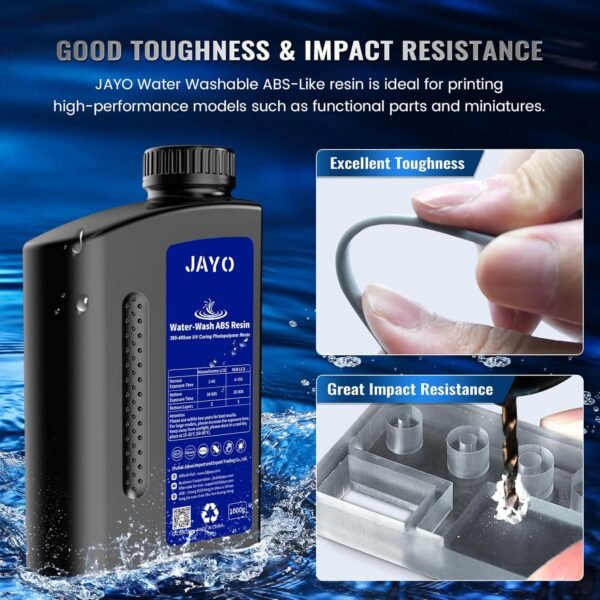 JAYO Water Washable ABS-Like 3D Printer Resin Dark Gray 2KG, High Toughness and Durability, Easy to Post-Process, Low Odor, 405nm UV Standard Rapid Photopolymer Resin for LCD/SLA 3D Printer - Image 4