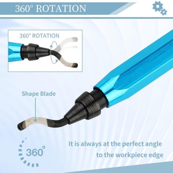 Deburring Tool with 12 High Speed Steel Blades, Deburring Tool 3D Printing, Deburring Tool for Metal, Resin, Copper, Plastic, PVC Pipes, 3D Printed Edges (1 Blue Handle) - Image 3