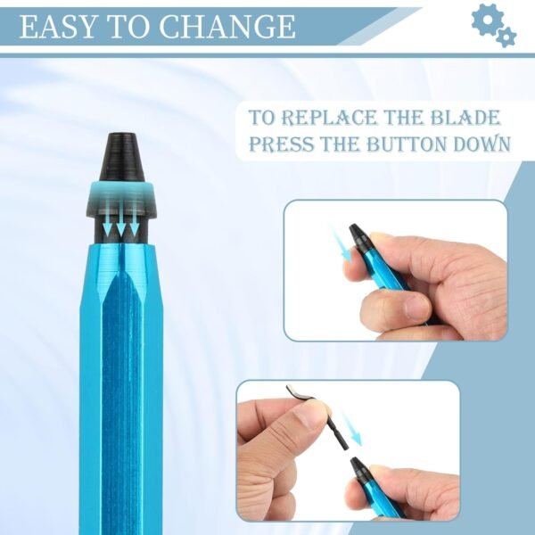 Deburring Tool with 12 High Speed Steel Blades, Deburring Tool 3D Printing, Deburring Tool for Metal, Resin, Copper, Plastic, PVC Pipes, 3D Printed Edges (1 Blue Handle) - Image 5