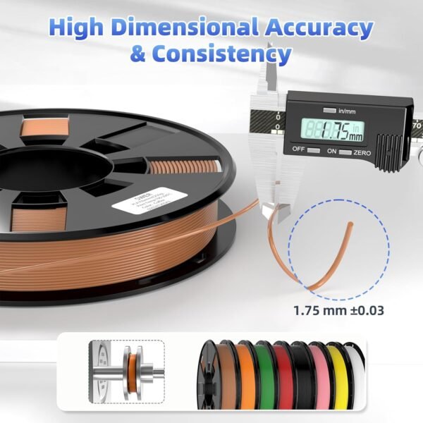 8-Color PLA Filament Bundle for 3D Printers 1.75 mm, 8 Pack Filament Refills, 269 FT 250 g Per Spool, 2 kg in Total, White, Black, Red, Green, Yellow, Pink, Orange Yellow, Brown - Image 3
