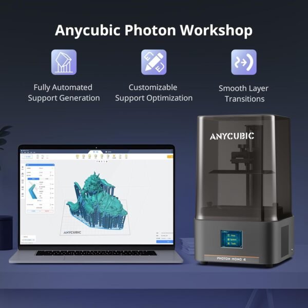 ANYCUBIC 10K Resin 3D Printer, Photon Mono 4 LCD 3D Printer with 7-inch Mono Screen, Upgraded LighTurbo Matrix and Printing Platform, Printing Size of 6.04''x3.42''x6.49'' - Image 7