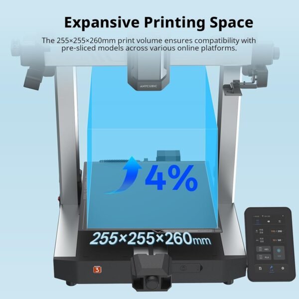 Anycubic Kobra 3 V2 Combo, New Upgrade Multicolor 3D Printer, Max 600mm/s High Speed Built-in Camera Better Auto-Leveling Filament Drying Higher Accuracy, 255 * 255 * 260mm Printing Size - Image 5