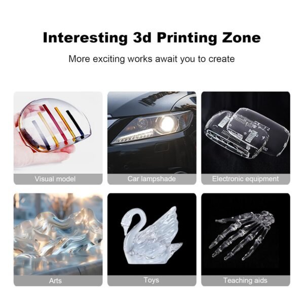 Crys200 Ultra Clear 3D Printer Resin - Glass Like & Non-Yellowing, High Precision and Strength, 405nm Photopolymer Resin for LCD DLP 3D Printers (High Clear, 1KG) - Image 7