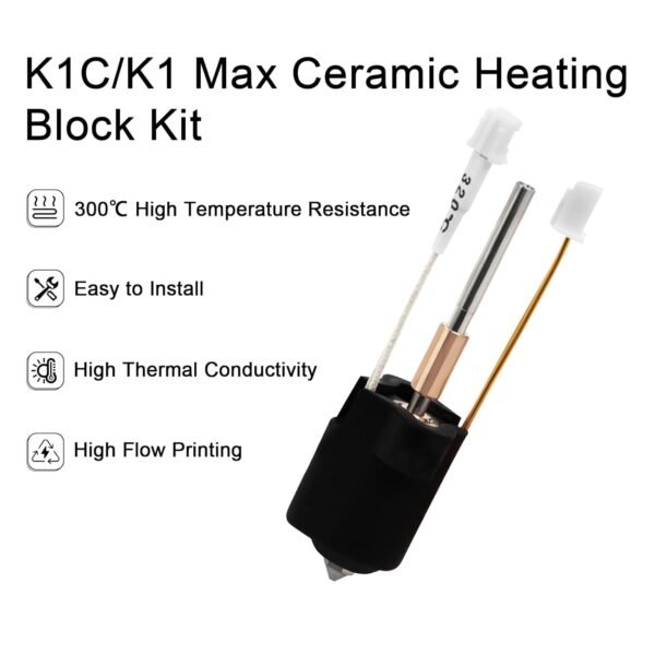 Ideaformer K1C Ceramic Hotend Kit Assembly Quick Replacement Nozzle Kit,High Temperature Resistance 300℃ for Creality K1C/K1 Max 3D Printer Accessories - Image 4