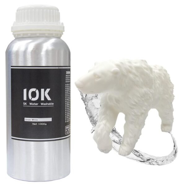 SK 10K Water Washable 3D Printer Rapid Resin LCD UV-Curing Resin 405nm Standard Photopolymer Resin for LCD 3D Printing (Snow White, 1000g)