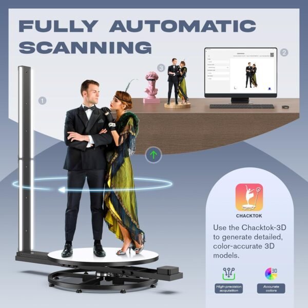 MWE Full Body 3D Scanner for 3D Printing with Software,6 HD Cameras Automatic 360 Rotation 3D Printer Scanner Metrology-Grade Precision 0.01mm for People up to 2 Meters (39.4in) - Image 6