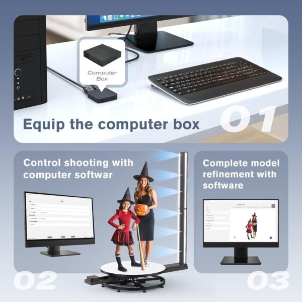 MWE Full Body 3D Scanner for 3D Printing with Software,6 HD Cameras Automatic 360 Rotation 3D Printer Scanner Metrology-Grade Precision 0.01mm for People up to 2 Meters (39.4in) - Image 8