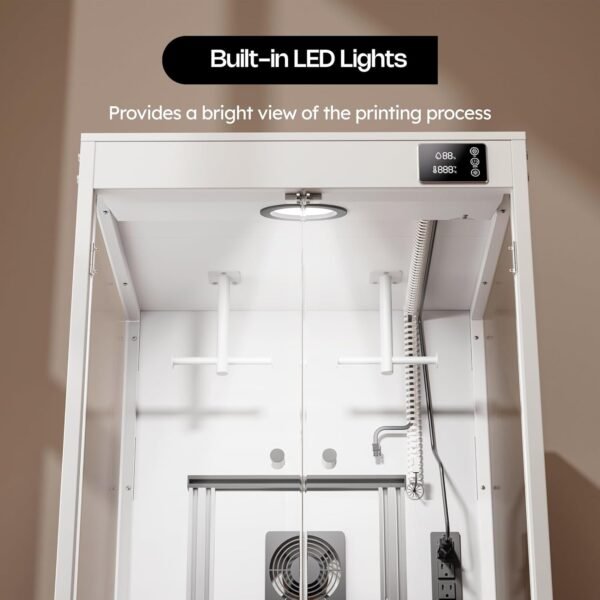 3D Printer Enclosure with Ventilation, Hold 4 Spools, Built-in Thermo-Hygrometer and LED Light, Noise Reduction, Dustproof and Heat-Resistant 3D Printer Cabinet, 23.6"W x 23.6"D x 36.6"H - Image 5