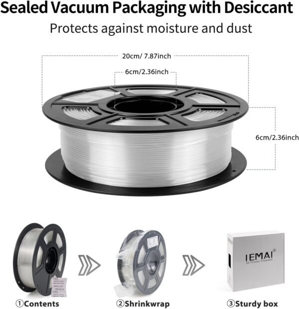 IEMAI Clear PETG Filament 1.75mm, Crystal Transparent 3D Printer Filament Up to 600mm/s Fast Printing, 1kg/2.2 lbs Spool, Designed for Home Decor & Creative Projects - Image 9