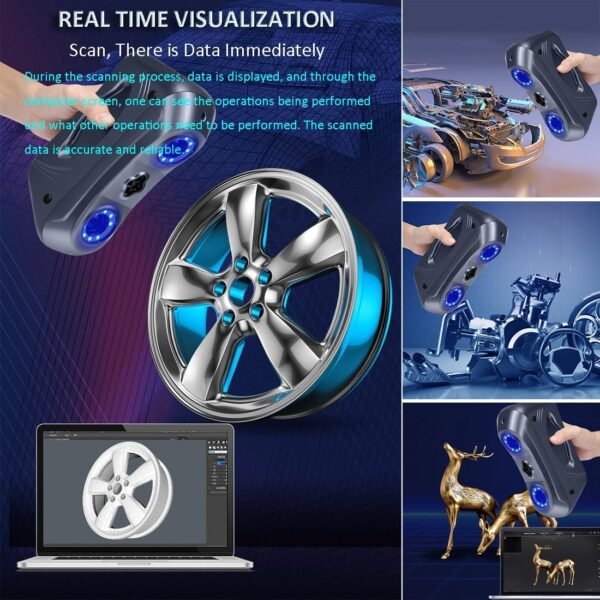 T22 Industrial 3D Scanner for 3D Printing and Modeling, 0.02 mm Accuracy, Portable Handheld Scanners for Automotive Aviation Transportation Mold Inspection Energy Machinery etc - Image 3