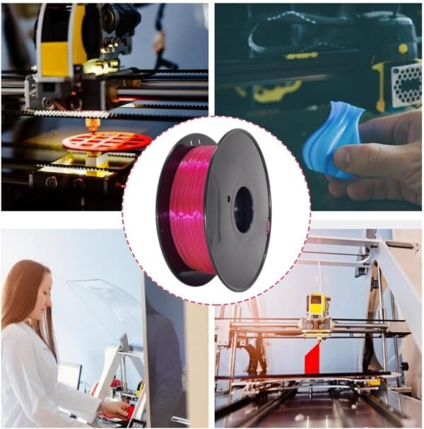 BORDSTRACT 3D Printer Consumables, 1.75mm 0.8kg TPU Flexible, Transparent Pink FDM Printing Pen Filament for Common 3D Printers - Image 5