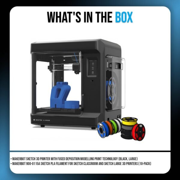 MakerBot Sketch 3D Printer with Fused Deposition Modelling Print Technology (Black, Large) Bundle with PLA Filament for Sketch Classroom and Printers (10-Pack) (2 Items) - Image 6