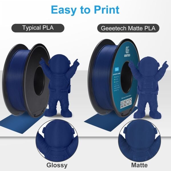 GEEETECH Matte PLA Filament 1.75mm,Navy Blue PLA Matte 3D Printer Filament 1kg Spool (2.2lbs),Dimensional Accuracy +/- 0.02 mm,1.75 PLA Filament Matte 3D Printing Filament - Image 4