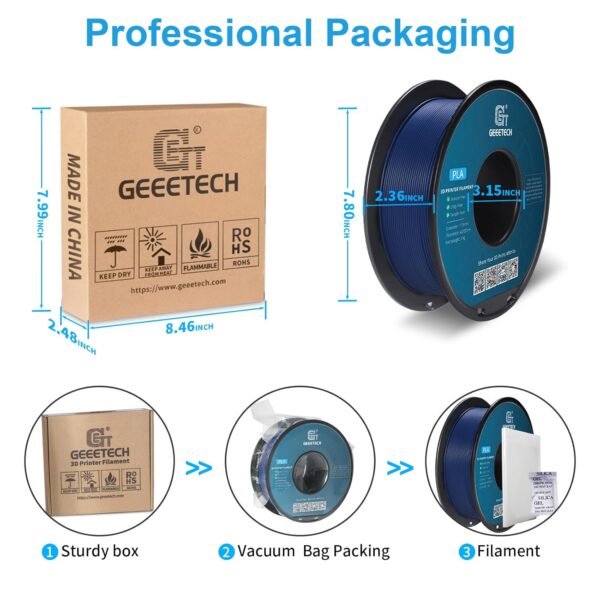 GEEETECH Matte PLA Filament 1.75mm,Navy Blue PLA Matte 3D Printer Filament 1kg Spool (2.2lbs),Dimensional Accuracy +/- 0.02 mm,1.75 PLA Filament Matte 3D Printing Filament - Image 6