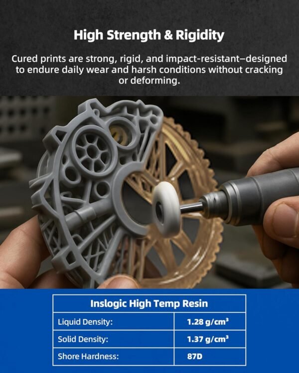 Inslogic High Temp 3D Printer Resin, Functional Resin 405nm DLP LCD UV-Curing Photopolymer Resin for Prototyping, Ducting, High Precision Printing,1KG Clear - Image 4