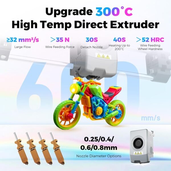 FLASHFORGE AD5X 3D Printer,Smart Multi-Color 3D Printer with IFS,Max 600mm/s High Speed 4 Colors Printing,Fully Auto Leveling,300°C Direct Extruder,for PLA-CF,PETG-CF,Print Size 220x220x220mm - Image 3