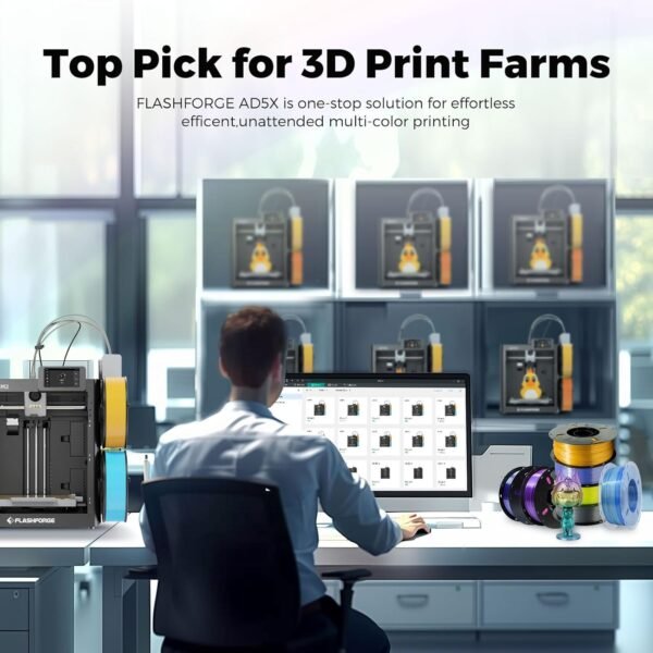 FLASHFORGE AD5X 3D Printer,Smart Multi-Color 3D Printer with IFS,Max 600mm/s High Speed 4 Colors Printing,Fully Auto Leveling,300°C Direct Extruder,for PLA-CF,PETG-CF,Print Size 220x220x220mm - Image 8