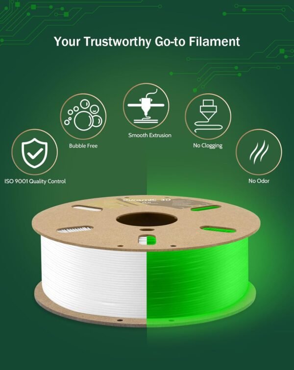 DURAMIC 3D PLA Glow in The Dark Filament 1.75mm 1Kg 2 Pack, 3D Printing Luminous Filament 1.75mm Dimensional Accuracy +/- 0.02 mm, Fit Most FDM 3D Printers - Image 3