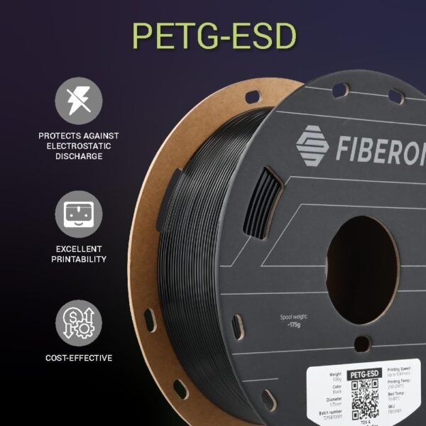 Polymaker Fiberon PETG-ESD Filament 1.75mm Black 0.5kg – Electrostatic Discharge Safe, Tough PETG 3D Printer Filament for Electronics Industry - Image 6
