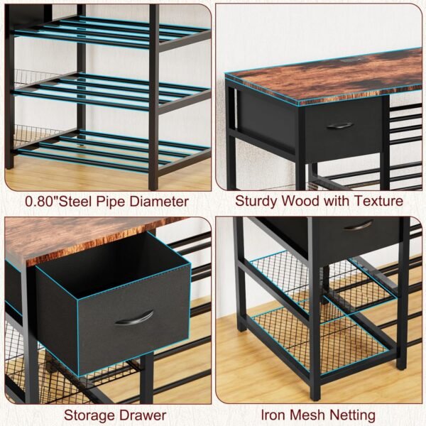 3D Printer Stand and Filament Storage Rack with Wheels, 3D Printer Table with Drawer and 3-Tier Metal Filament Holder, Printer Filament Stand Organized for Office Workshop Studio Office - Image 5