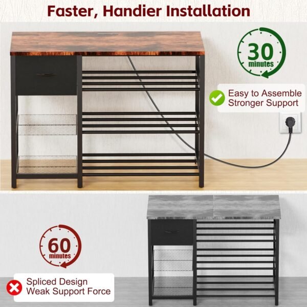 3D Printer Stand and Filament Storage Rack with Wheels, 3D Printer Table with Drawer and 3-Tier Metal Filament Holder, Printer Filament Stand Organized for Office Workshop Studio Office - Image 7