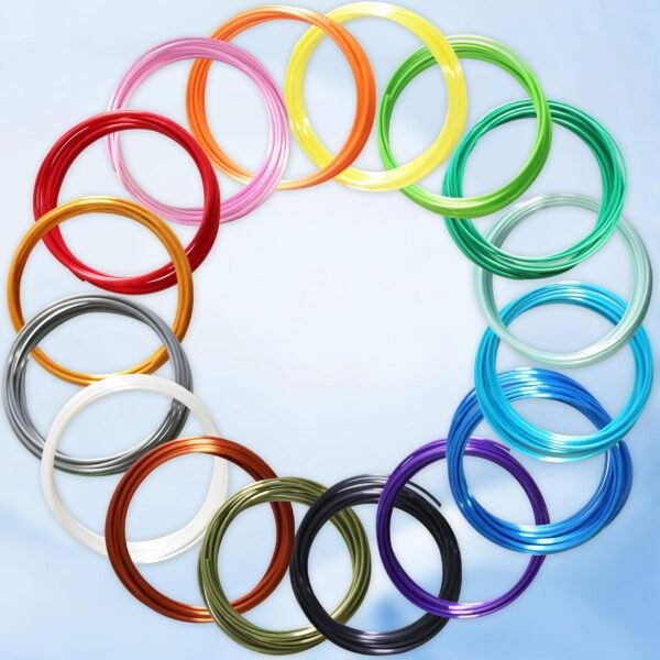 MIKA3D 16 Colors Silk Shiny PLA Filament Sample Pack, Each Color 4 Meter Length, Total 64m Silk Shiny PLA 3D Printer 3D Pen Material Refill Sample Pack - Image 3