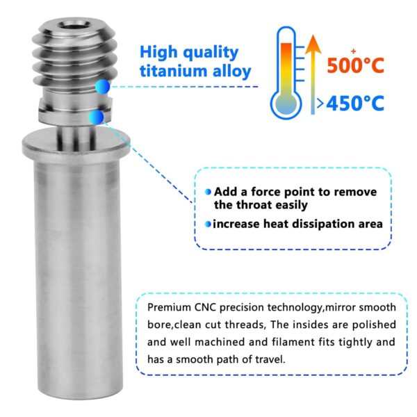 2-Pack Upgrade All Metal Titanium TC4 Heatbreak High Temperature Throat Compatible with Anycubic Mega S, Mega Pro, Vyper, Kobra Max/Plus 3D Printer Accessories (Titanium Heatbreak) - Image 2