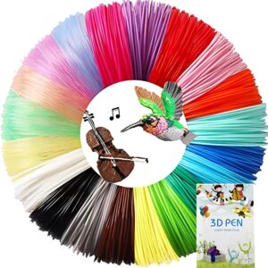 20 Colors PLA 1.75mm 3D Pen Filament Refills ‌(Solid & Dual-Tone) - 5M per Spool with 3D Stencil Booklet, Compatible with Most 3D Pens (5m Each, 20 Solid Colors)