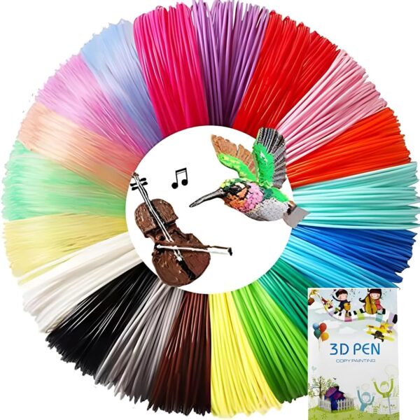 20 Colors PLA 1.75mm 3D Pen Filament Refills ‌(Solid & Dual-Tone) - 5M per Spool with 3D Stencil Booklet, Compatible with Most 3D Pens (5m Each, 20 Solid Colors)