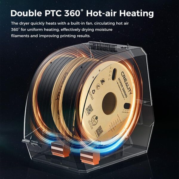 2025 Official CREALITY Space Pi Filament Dryer Plus, 2 Spools Double 360° 160W PTC Fast Heating 3D Printer Filament Dryer Box, 4'' LCD Touch Screen, One-Key Set 3D Filament Drying for PLA PETG ABS TPU - Image 2